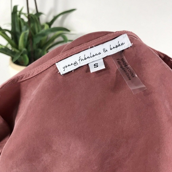 Young Fabulous & Broke Cupro Top Boho Peasant Babydoll Blouse Desert Rose Size S - Picture 6 of 9